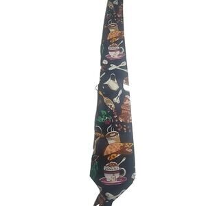 Vintage Everyday Coffee Cappuccino Espresso Hand Made Blue Neck Tie